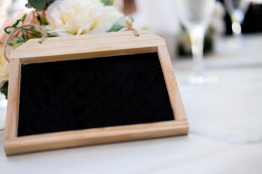 blackboard on a festive table