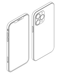 Vector modern isometric mobile phone line art