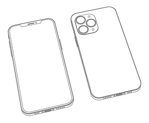 Vector modern mobile phone line art