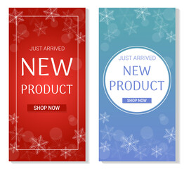 Winter new product banners set with snowflakes.