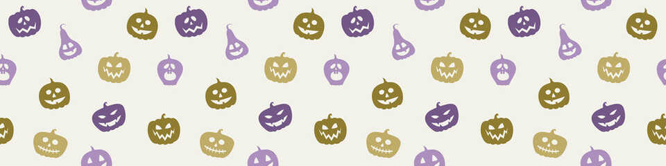 Halloween pattern with funny pumpkin lanterns. Banner. Vector