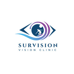 survision vision clinic, abstract wafe with negative spacce surfing on eye vector
