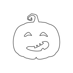 Halloween scary pumpkin in flat style Holiday cartoon concept