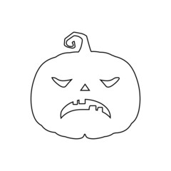 Halloween scary pumpkin in flat style Holiday cartoon concept