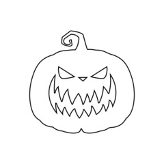 Halloween scary pumpkin in flat style Holiday cartoon concept