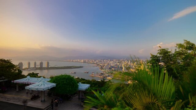 sunny evening sanya famous park top cityscape panorama timelapse 4k hainan island china