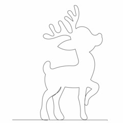 single continuous line drawing deer contour