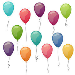 colored flying balloons collection