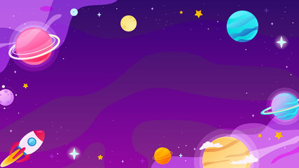Universe and Space frame Background vector illustration. Galaxy purple theme 