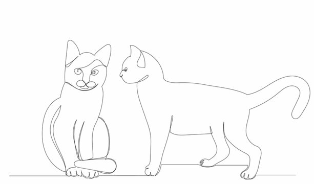 one continuous line drawing of a cat, sketch