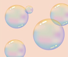 Template for banner. Soap bubbles, colorful background. Cartoon style