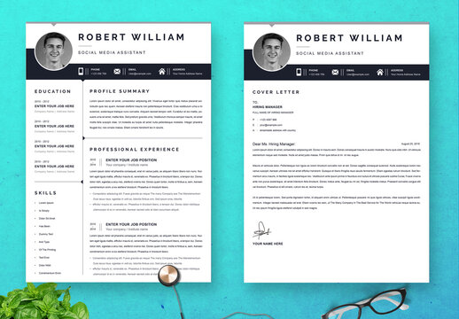 Minimal Resume and Cover Letter and Reference Page Set