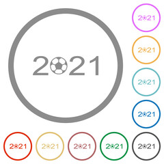 Soccer tournament 2021 flat icons with outlines