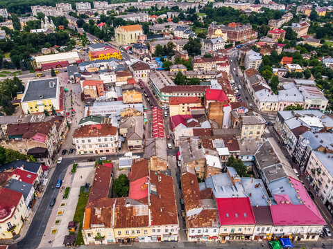 Panorama of city Drogobych Ukraine aerial