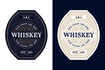Whiskey Bourbon Vintage luxury antique logo border frame western engraving labels for beer wine whiskey alcohol product box packaging label vector printable template