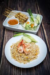 satae pork or grilled pork with curry sauce in wood stick