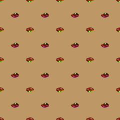 Seamless pattern lola rosa salad on light brown background. Minimalism ornament with lettuce