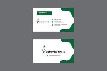 Green modern creative business card, horizontal simple clean template vector design