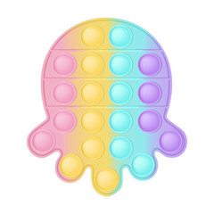 Pop it a fashionable silicon fidget toy. Addictive anti-stress octopus toy in pastel colors. Bubble sensory developing popit for kids fingers. Vector illustration isolated on a white background.
