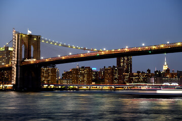 Brooklyn Bridge at night. New York City, United States