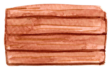 plank signage watercolor, empty table wood floor in top view, watercolor hand drawn, old wood board horizontal isolated on white, illustration wooden plank