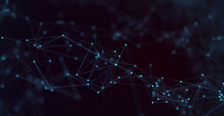 Abstract futuristic - technology with polygonal shapes on dark blue background. Design digital technology concept. 3d illustration.