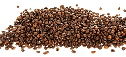 Roasted coffee beans isolated on white background
