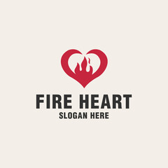 Fire heart logo template on monogram style © fajarcome