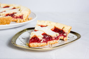 strawberry cake strawberry tart strawberry crostata selective focus