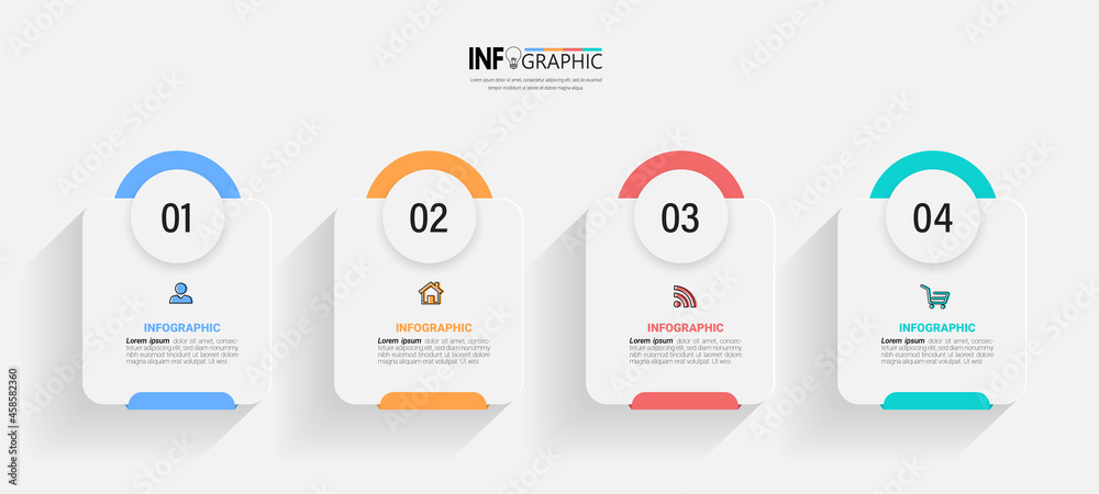 Poster infographics design template, business concept with 4 steps or options, can be used for workflow lay