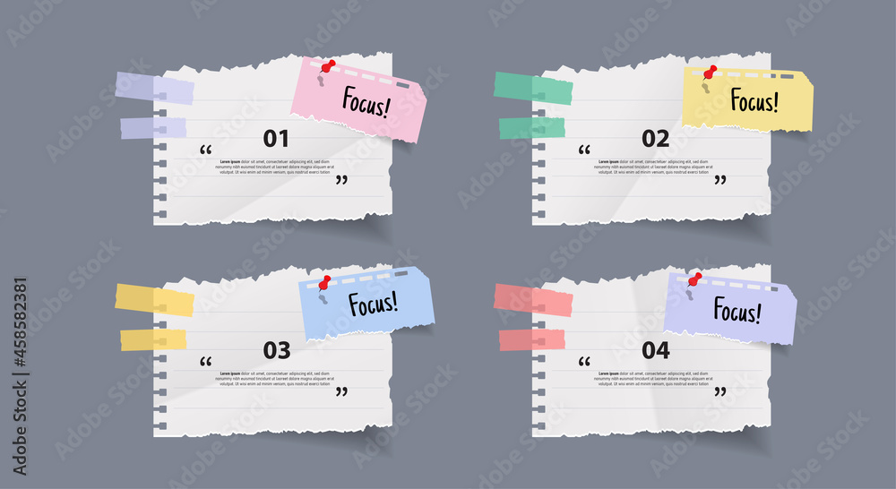 Poster text box design with note papers sticker.