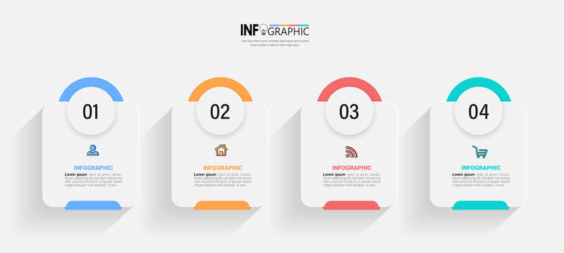 Infographics design template, business concept with 4 steps or options, can be used for workflow layout, diagram, annual report, web design.Creative banner, label vector.