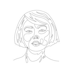 Vector minimalist style continuous one line art portrait. Line flower, woman Hand drawn abstract feminine print. Use for wall decor, beauty logo, poster illustration, card, t-shirt print 