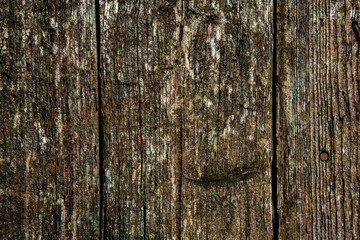 Vintage brown wood background texture with knots and nail holes. Old painted wood wall.