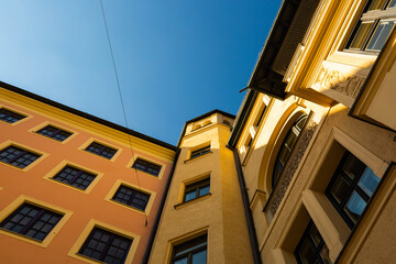 beautiful old buildings in the city of Munich, renovated old buildings, apartments, condominiums