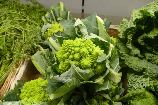 Fresh romanesco vegeteable on market.