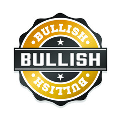 Bullish Badge Icon Seal. Illustration Vector Stamp Design. Vintage Retro Style Insignia.