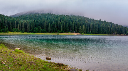 Durmitor national park black lake in stormy weather