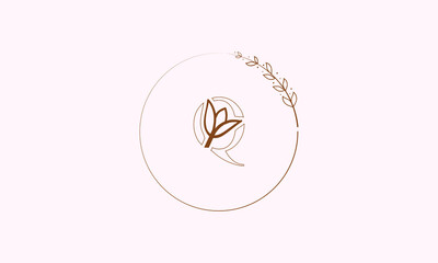 Beauty vector initial logo, handwriting logo of initial signature, wedding, fashion, jewelry, boutique, floral and botanical with a creative template for any company or business. 