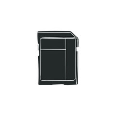 Memory Card Icon Silhouette Illustration. Photo Storage Vector Graphic Pictogram Symbol Clip Art. Doodle Sketch Black Sign.