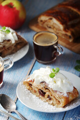 Traditional Austrian strudel with apples	