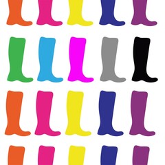 Seamless pattern multicolored boots