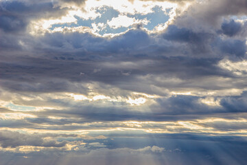 Sky covered with gray storm clouds, cumulonimbus