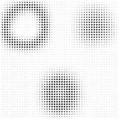 Abstract geometric halftone background with vector black circles
