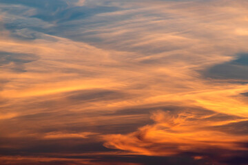 Dramatic sky on summer sunset. Beautiful clouds.