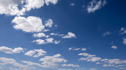 Cumulus clouds with blue sky on a sunny day of summer. Beautiful cloudscape