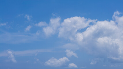 Cumulus clouds with blue sky on a sunny day of summer. Beautiful cloudscape