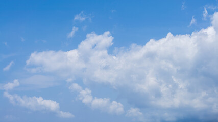 Cumulus clouds with blue sky on a sunny day of summer. Beautiful cloudscape