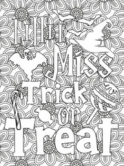 Obraz premium Halloween quotes coloring pages design .inspirational words coloring book pages design.