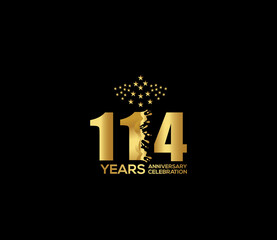 Celebration of Festivals Days 114 Year Anniversary, Invitations, Party Events, Company Based, Banners, Posters, Card Material, Gold Colors Design